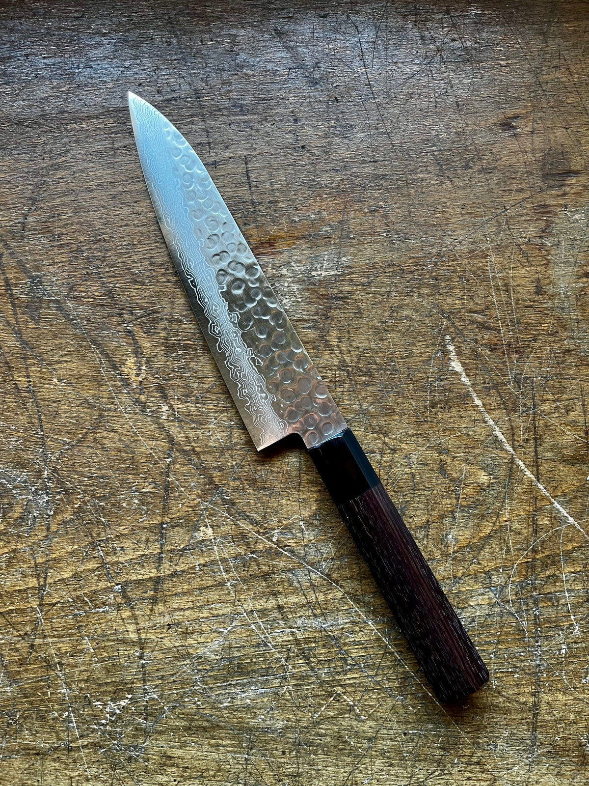 FujiKan 180mm Damascus 45-Layer 10A Stainless Steel Tsuchime