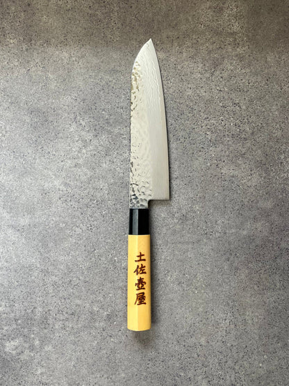 Tosa Tsuboya Santoku 180mm Damascus Tsuchime