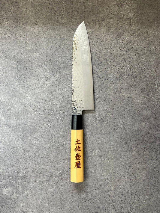 Tosa Tsuboya Santoku 180mm Damascus Tsuchime