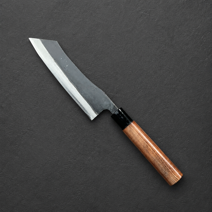 Tosa Tsukasa Kiritsuke Santoku 165mm Aogami no. 2  Suminagashi Damascus Kurouchi