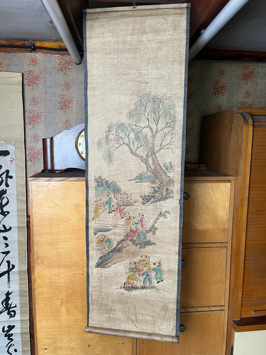 Japonský závěsný svitek Kakemono – Hrající si děti | Řemeslné dílo AA-682
