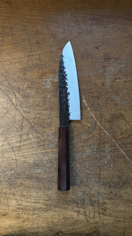 Yoshihiro Santoku 185mm AUS-8A Tsuchime Kurouchi