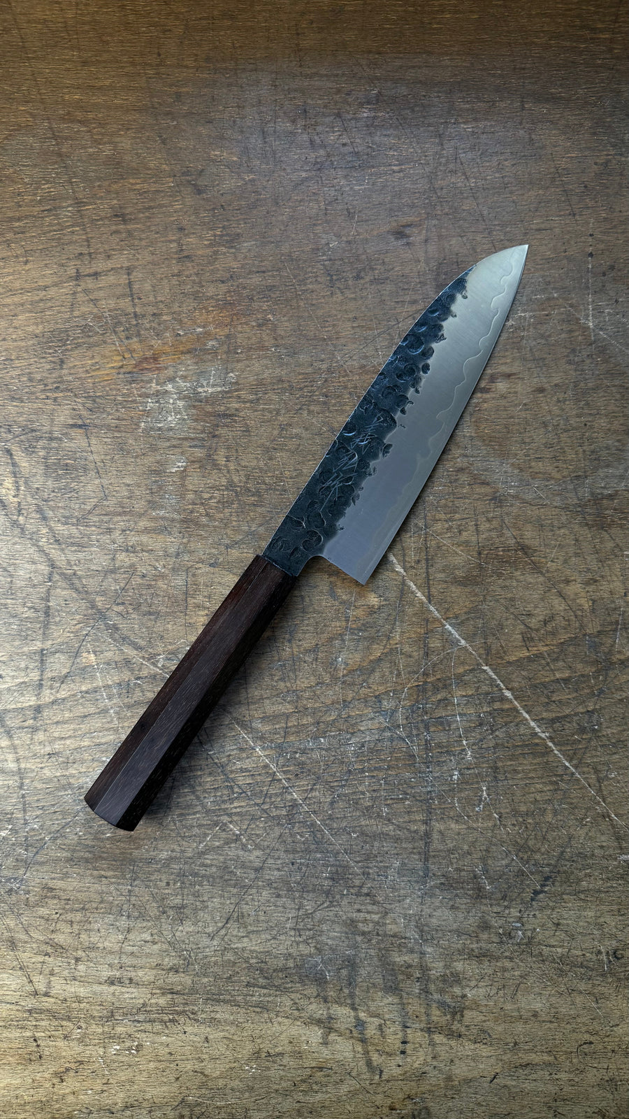 Yoshihiro Santoku 185mm AUS-8A Tsuchime Kurouchi