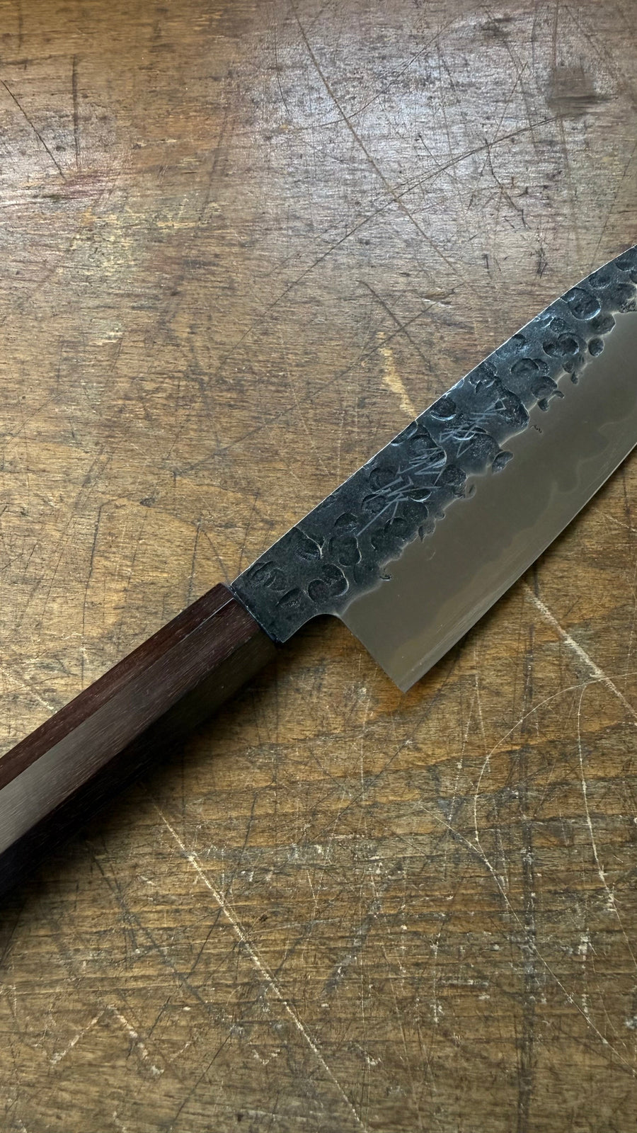 Yoshihiro Santoku 185mm AUS-8A Tsuchime Kurouchi