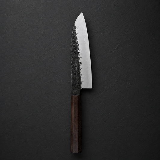 Yoshihiro Santoku 185mm AUS-8A Tsuchime Kurouchi