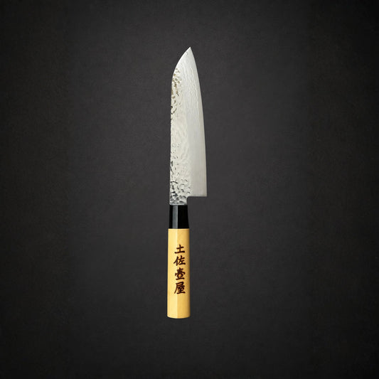 Tosa Tsuboya Santoku 180mm Damascus Tsuchime