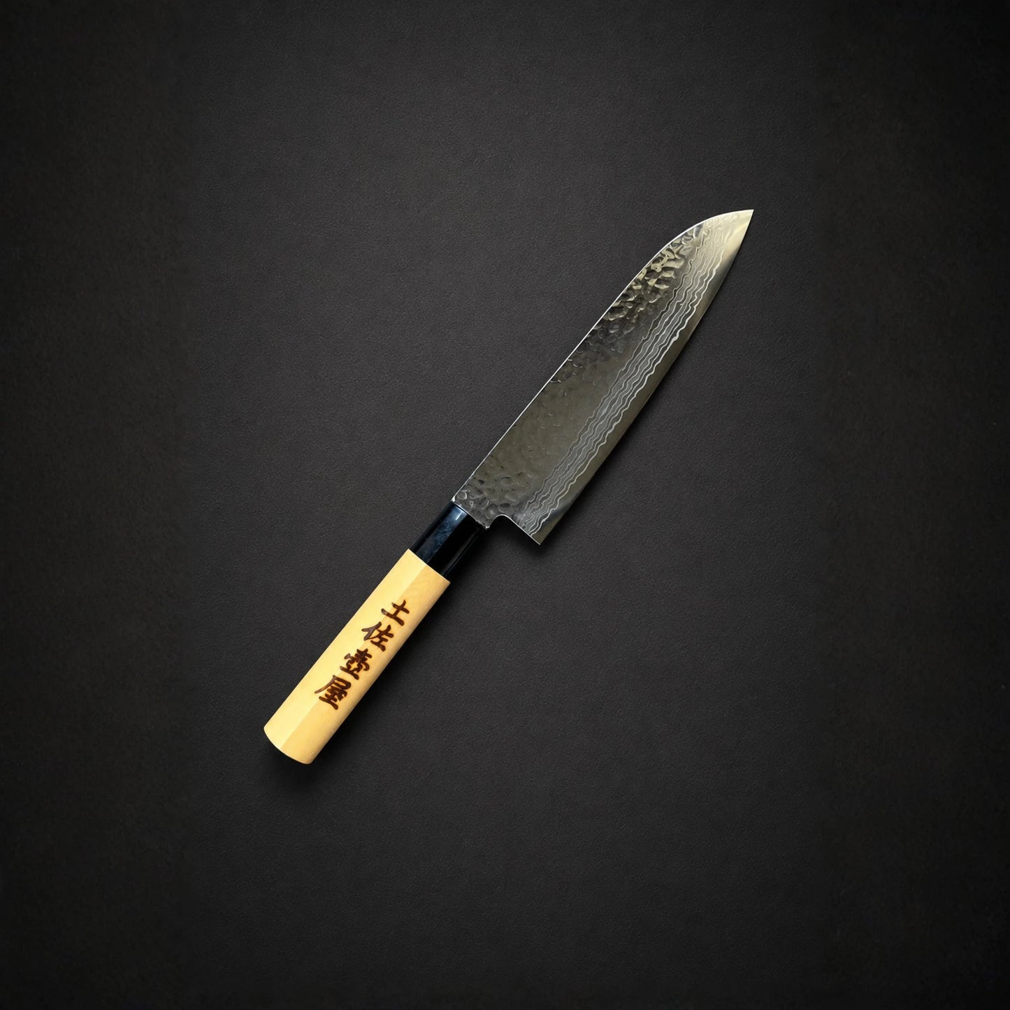 Tosa Tsuboya Santoku 180mm Damascus Tsuchime